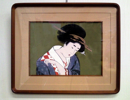 友禅浮世絵額装 歌 更衣美人図(小)